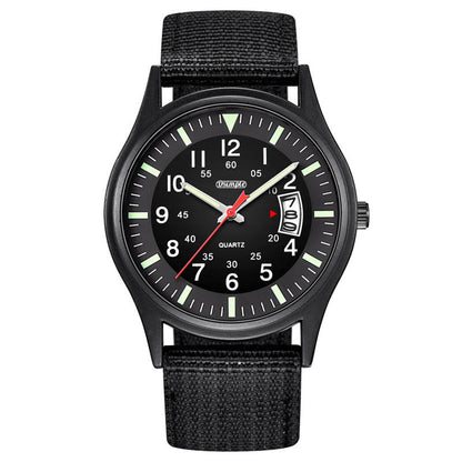 Mens Luminous Nylon-Strap Quartz Watch