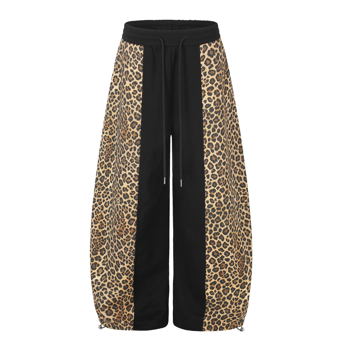 Leopard-print Patchwork Boot-cut Pants Unisex
