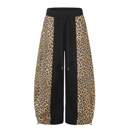 Leopard-print Patchwork Boot-cut Pants Unisex