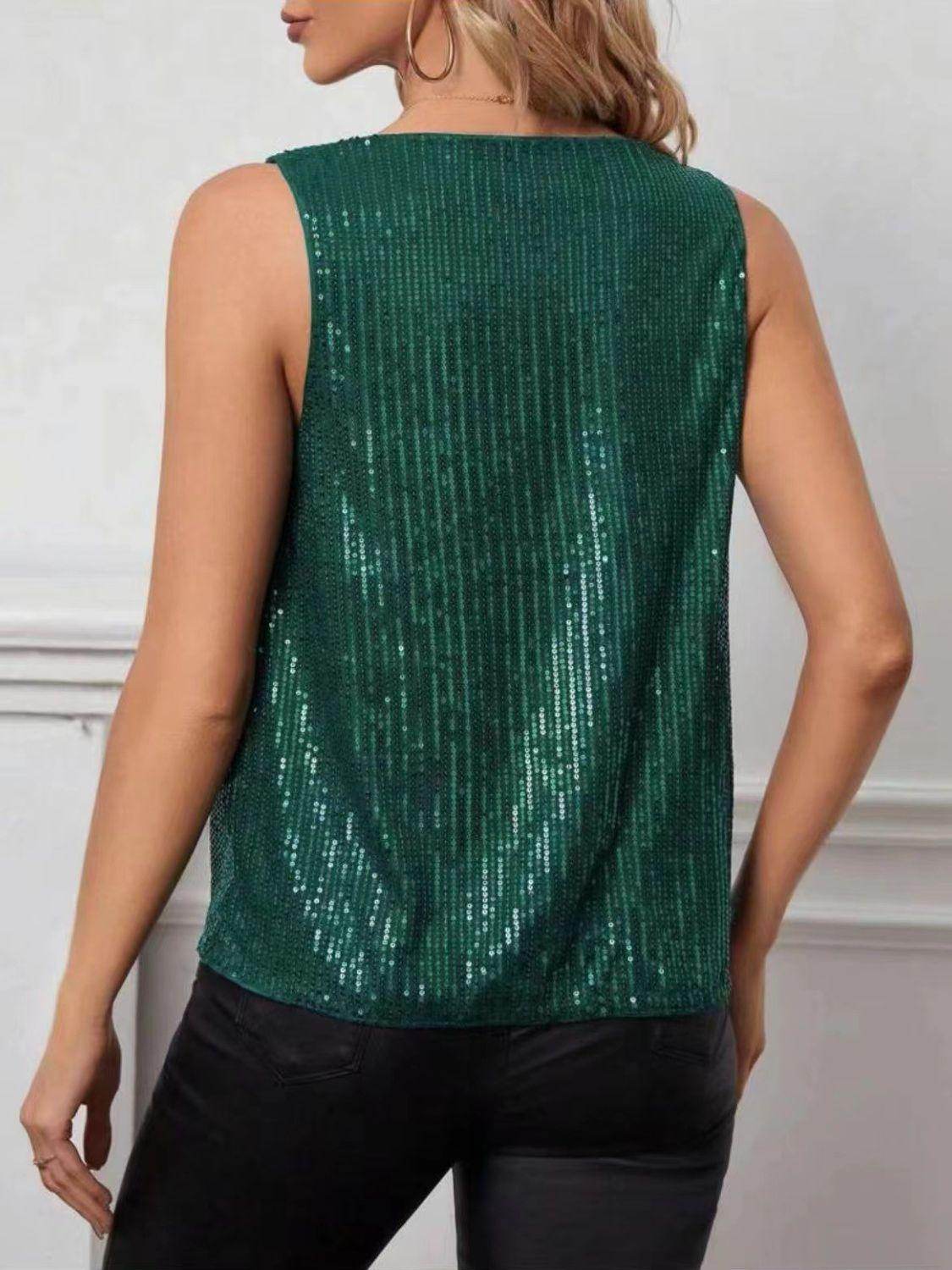 Sequin Cowl Neck Tank Top for Stylish Evening Wear