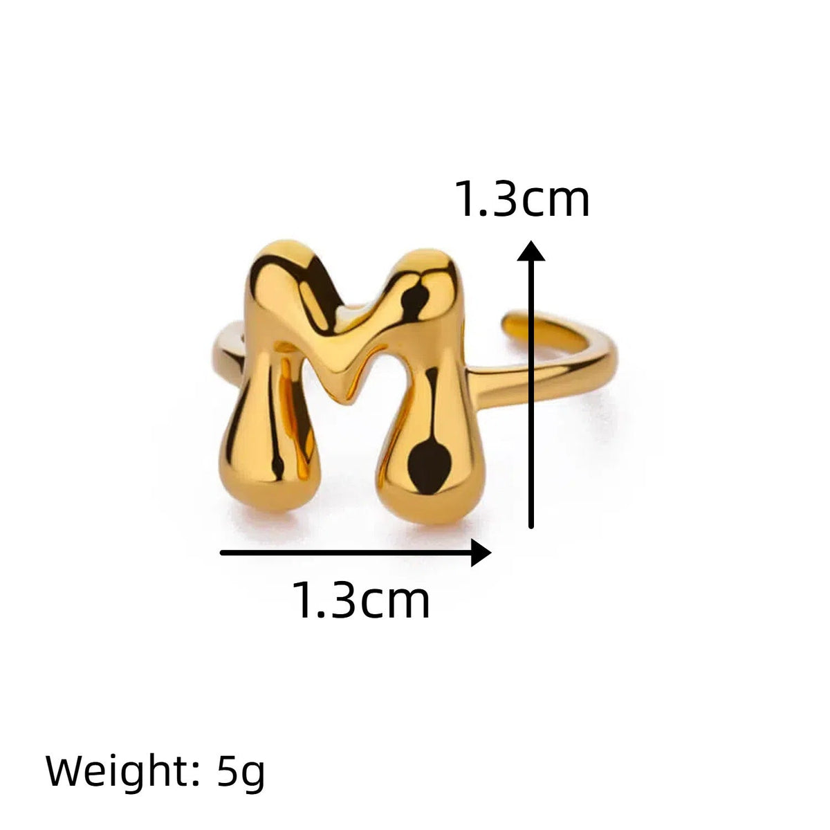 Cute Bubble Letters Ring Gold 18K Gold Plated Ring