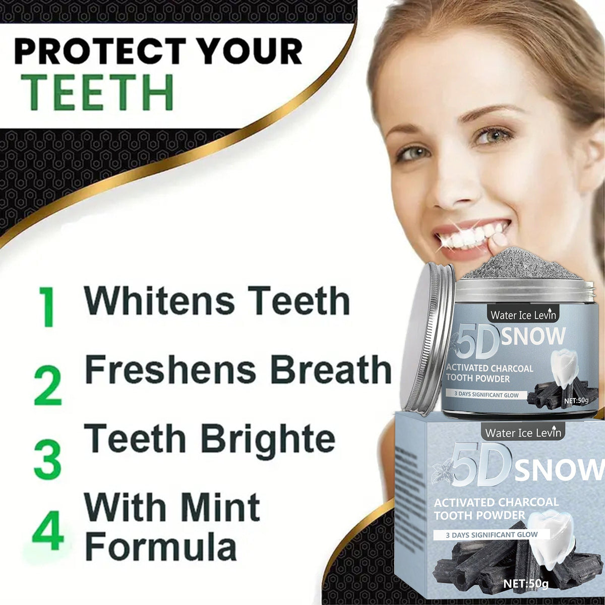 Deep-Cleaning Oral Care Activated Charcoal Tooth Powder