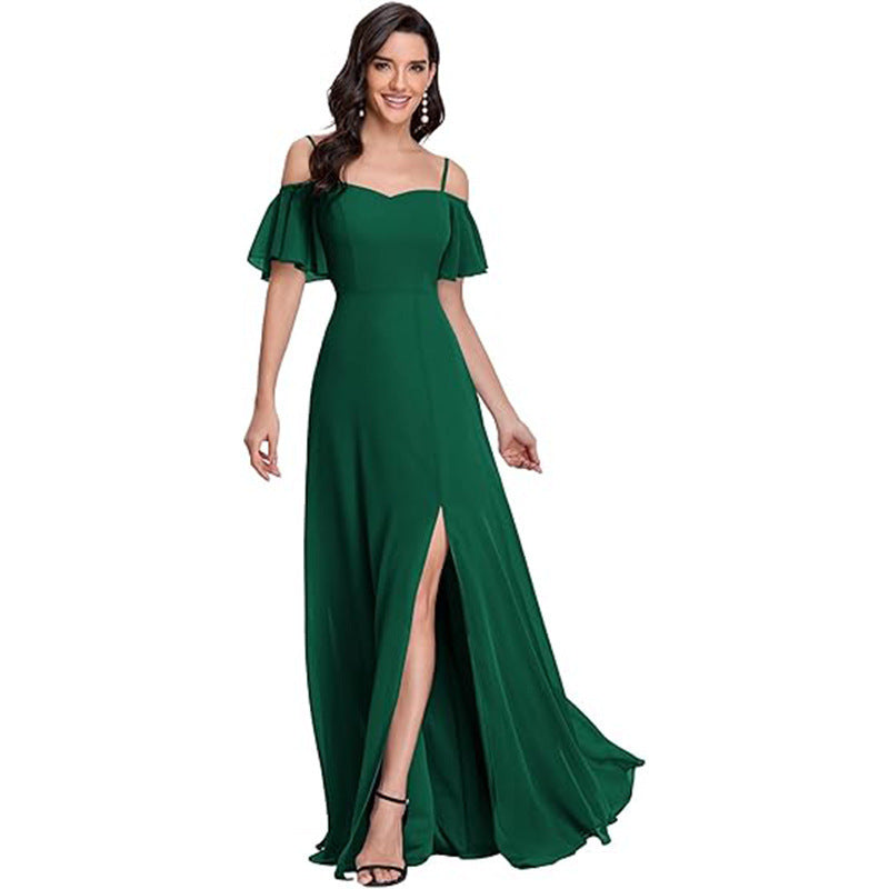 Off-shoulder Chiffon Maxi Dress, Womens Evening Gown