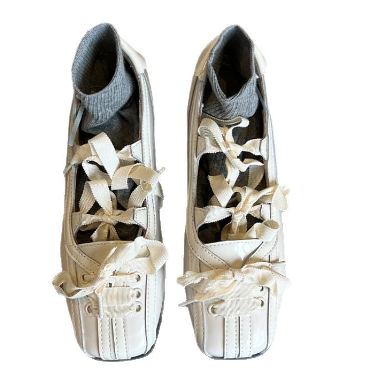 Lace-up Retro Lace-up Ballet Flats For Women