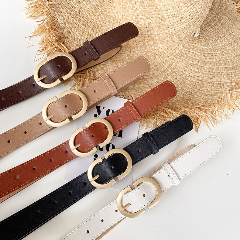 Women's D-Clasp Simple Decorative Leather Belt