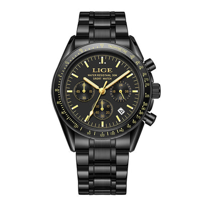 Mens Multifunctional Waterproof Calendar Luminous Quartz Watch