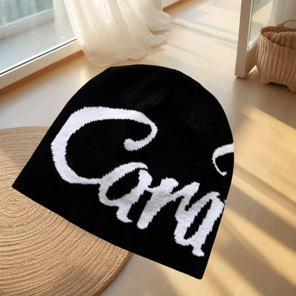 Lettered Knitted Beanie Warm Ear-Protecting Hat For Men