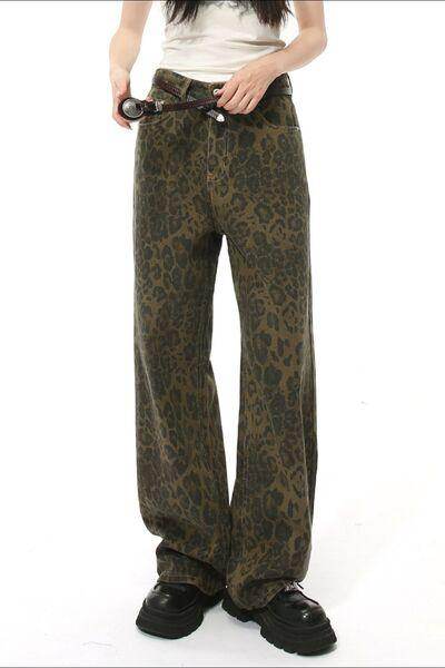 Leopard Jeans With Pockets For Stylish Everyday Wear
