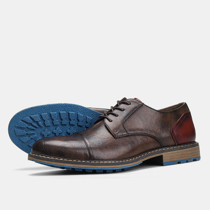 Spring Men's Leather Breathable Business Derby Shoes