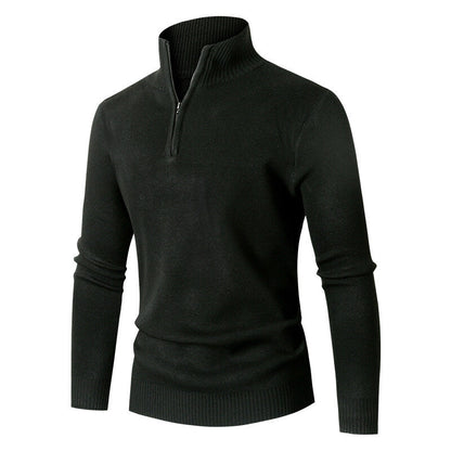Mens Minimalist Casual Half-zip Turtleneck Sweater
