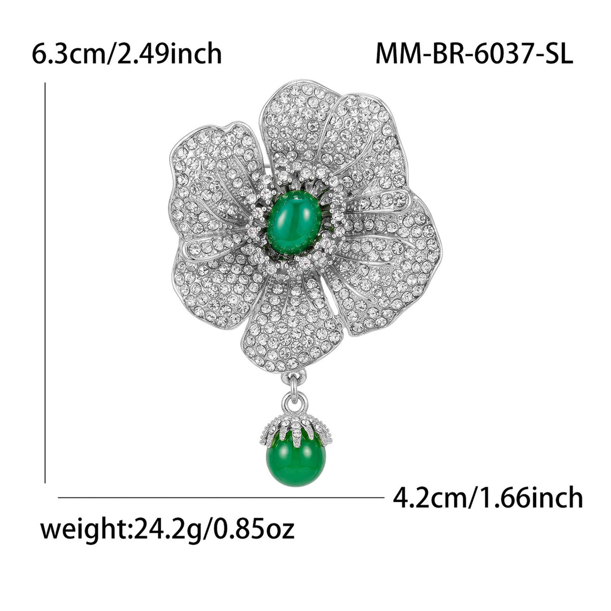 Diamond-Encrusted Peony Brooch Womens Jewelry