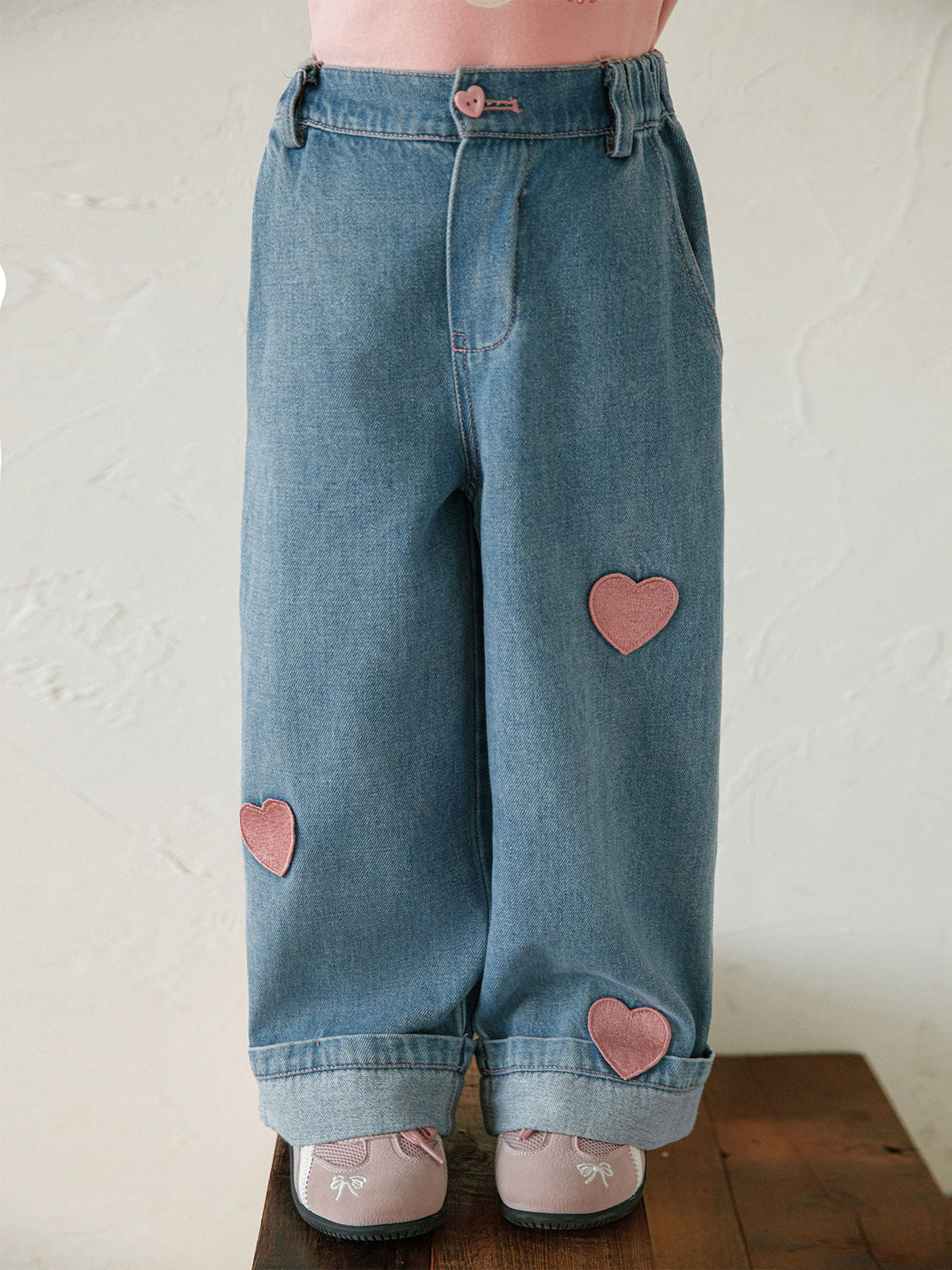 Wide Leg Embroidered Wrinkle Resistant Jeans