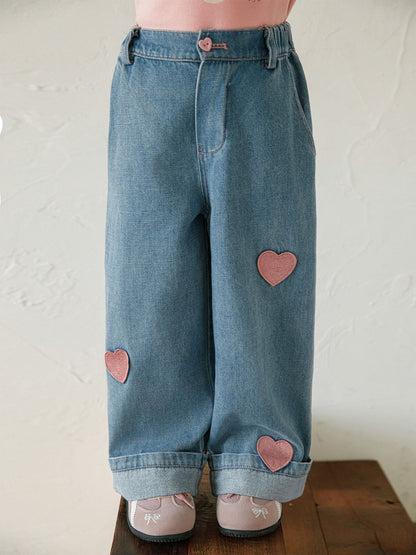 Wide Leg Embroidered Wrinkle Resistant Jeans