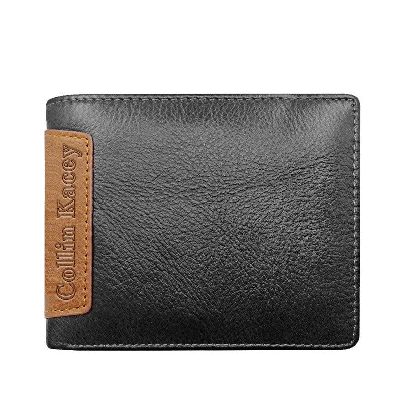 Men's Cowhide Bag Fashion Short Wallet Multi-card Wallet