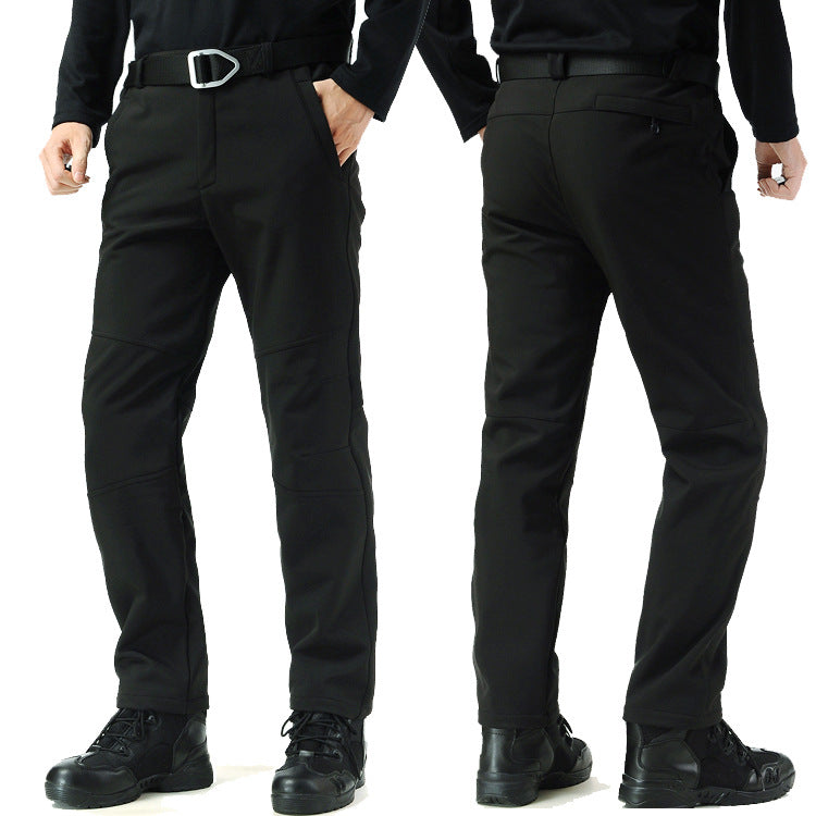 Outdoor Soft Shell Loose Plus Size Fleece-lined Mountaineering Training Pants