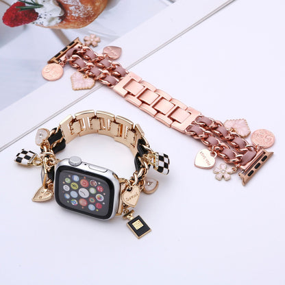 For Iwatch Strap Xiaoxiang Style Iwatch6543 Generation Denim Chain Metal BraceletXiaoxiang Style Strap
