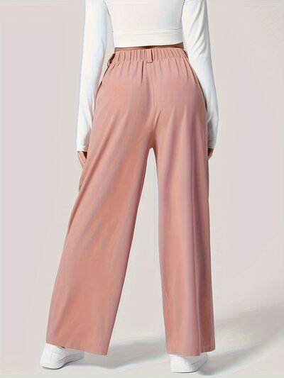 Wide Leg Pants with Pockets for Women in Sheer Style