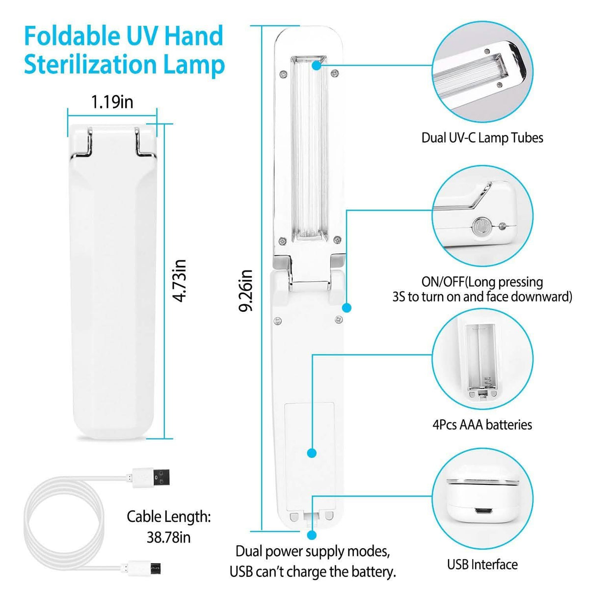 Foldable UV Sanitizer Light Sterilizer Wand