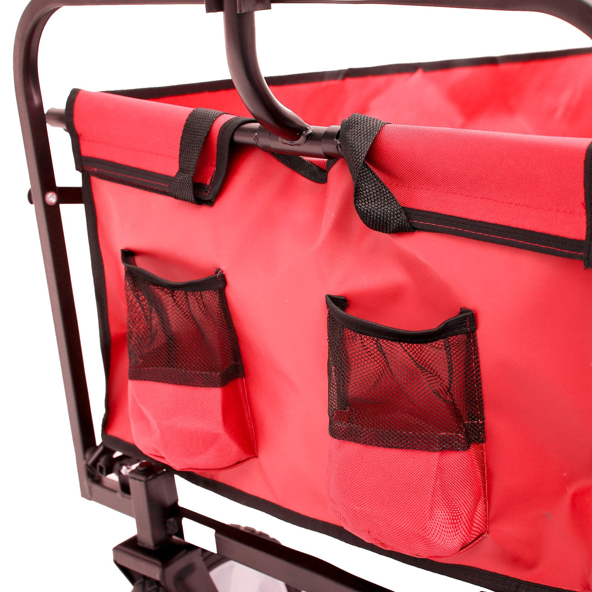 Folding Wagon Garden Shopping Beach Cart (Red)