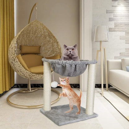 Fuzzy Kitten Scratching Post with Hammock