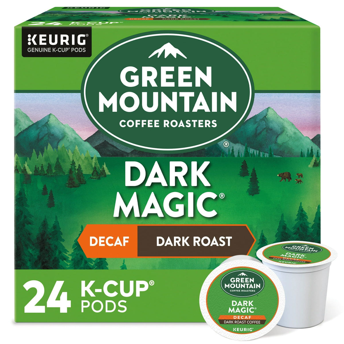 Green Mountain Coffee Decaf Dark Magic K-Cup Pods, Dark Roast, 24 Count for Keurig Brewers - velouriva