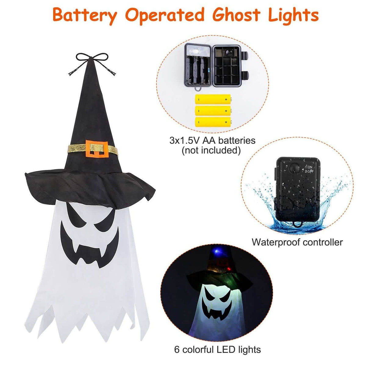 Halloween Ghost Witch Hat Hanging Light Lantern