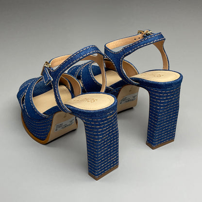 SCHUTZ Keefa Casual Denim Women's 4" Heeled Sandal Platform Blue Sz 9.5B (New)