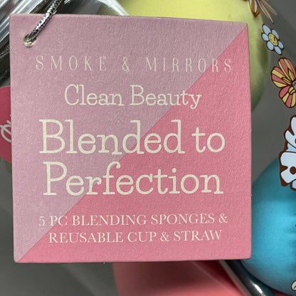 z@ SMOKE & MIRRORS (24 PK) 5-PIECE Blending Sponges & Reusable Cup & Straw (New)