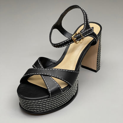 SCHUTZ Keefa Casual Women's Leather Sandal Black Platform 4" Heel Shoes Sz 6B (New)