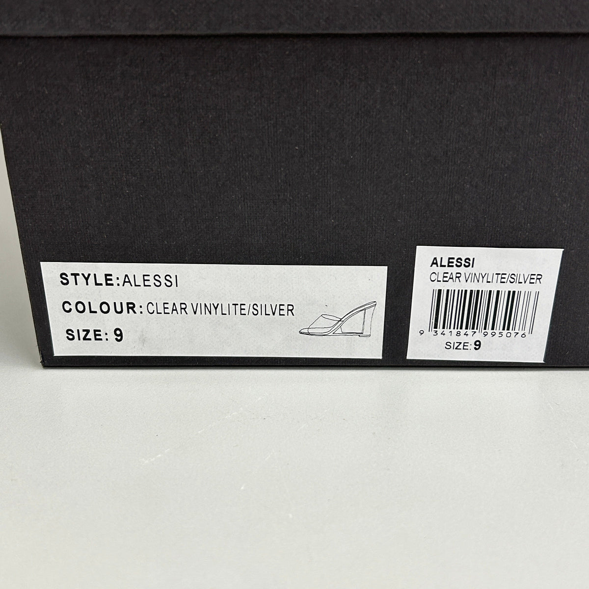 TONY BIANCO Alessi Clear Vinylite/Silver Wedges Women's Heels Sz 9 (New)