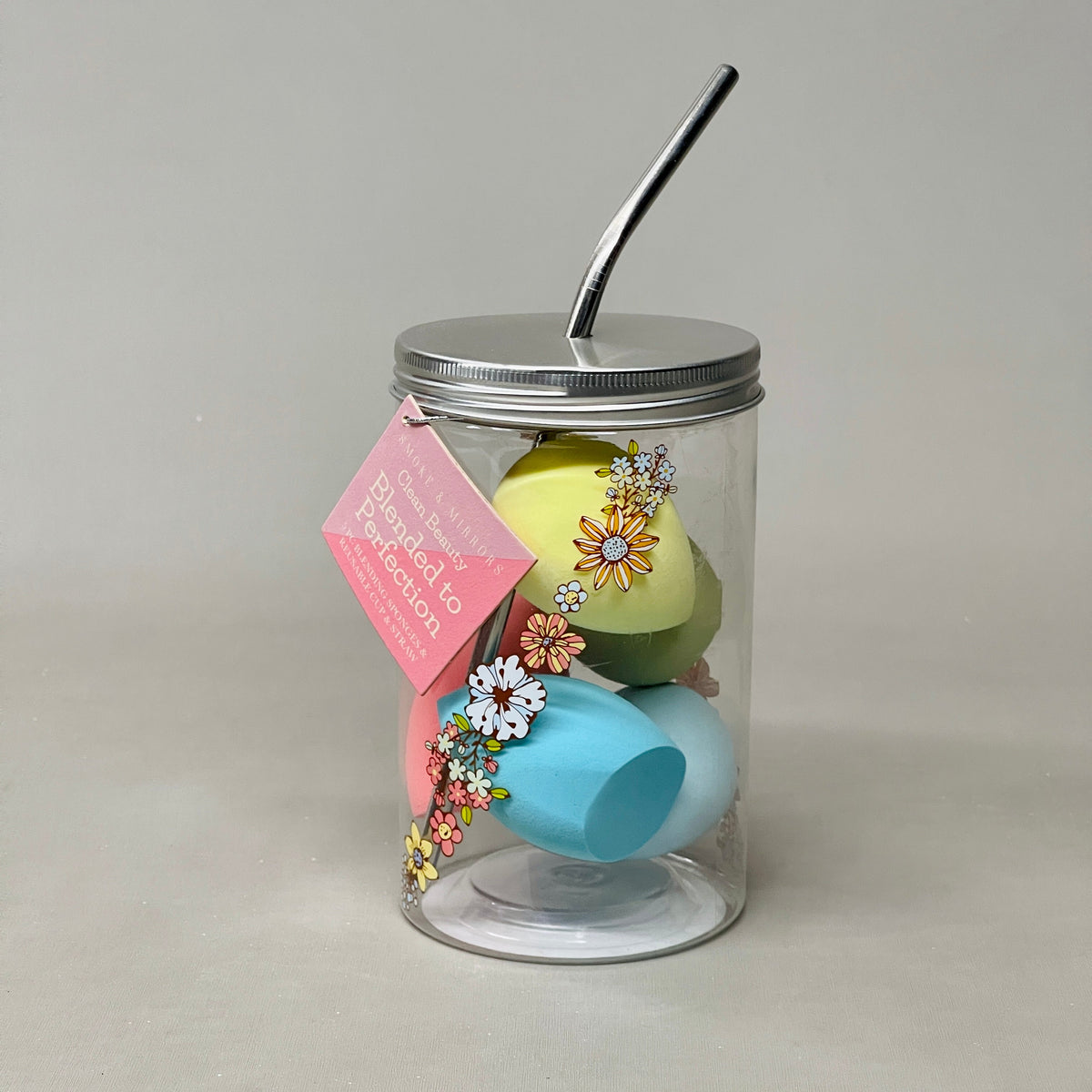SMOKE & MIRRORS 3-PACK! 5-PIECE Blending Sponges & Reusable Cup & Straw (New)