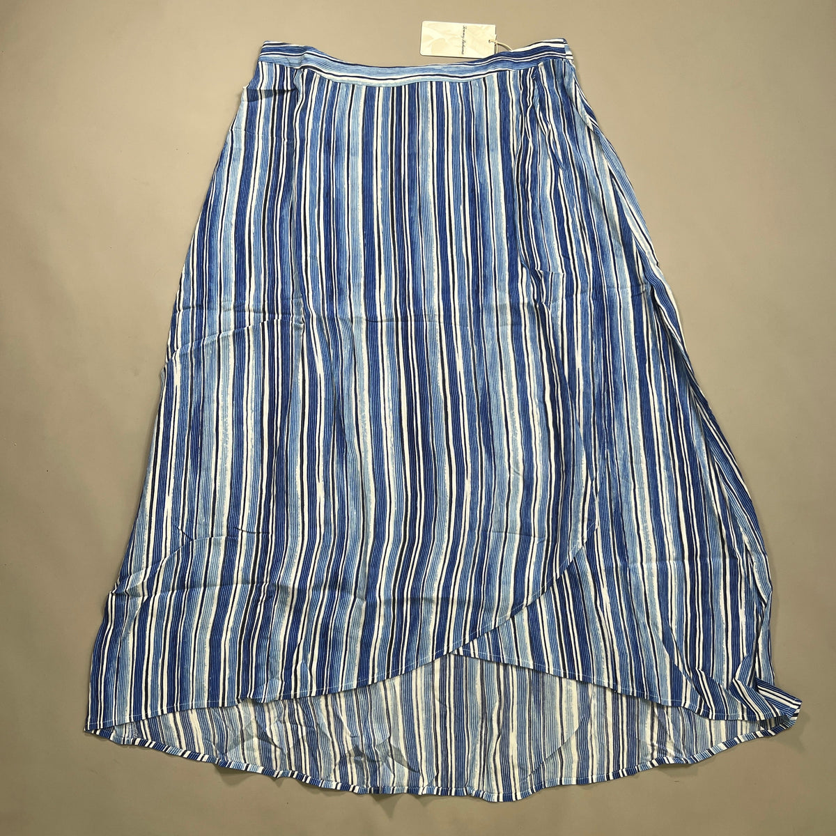 TOMMY BAHAMA Women's Divine Lines Maxi Skirt White Blue Boho Stripe Size 14 (New)