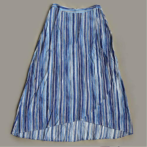 TOMMY BAHAMA Women's Divine Lines Maxi Skirt White Blue Boho Stripe Size 12 (New)
