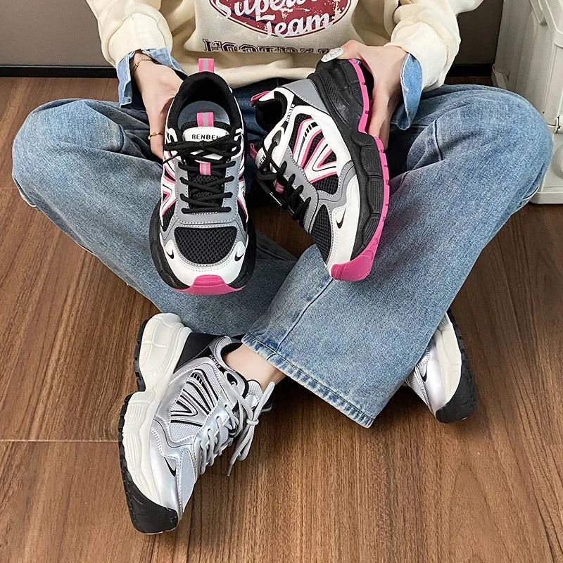 Lace-Up Platform Athletic Shoes
