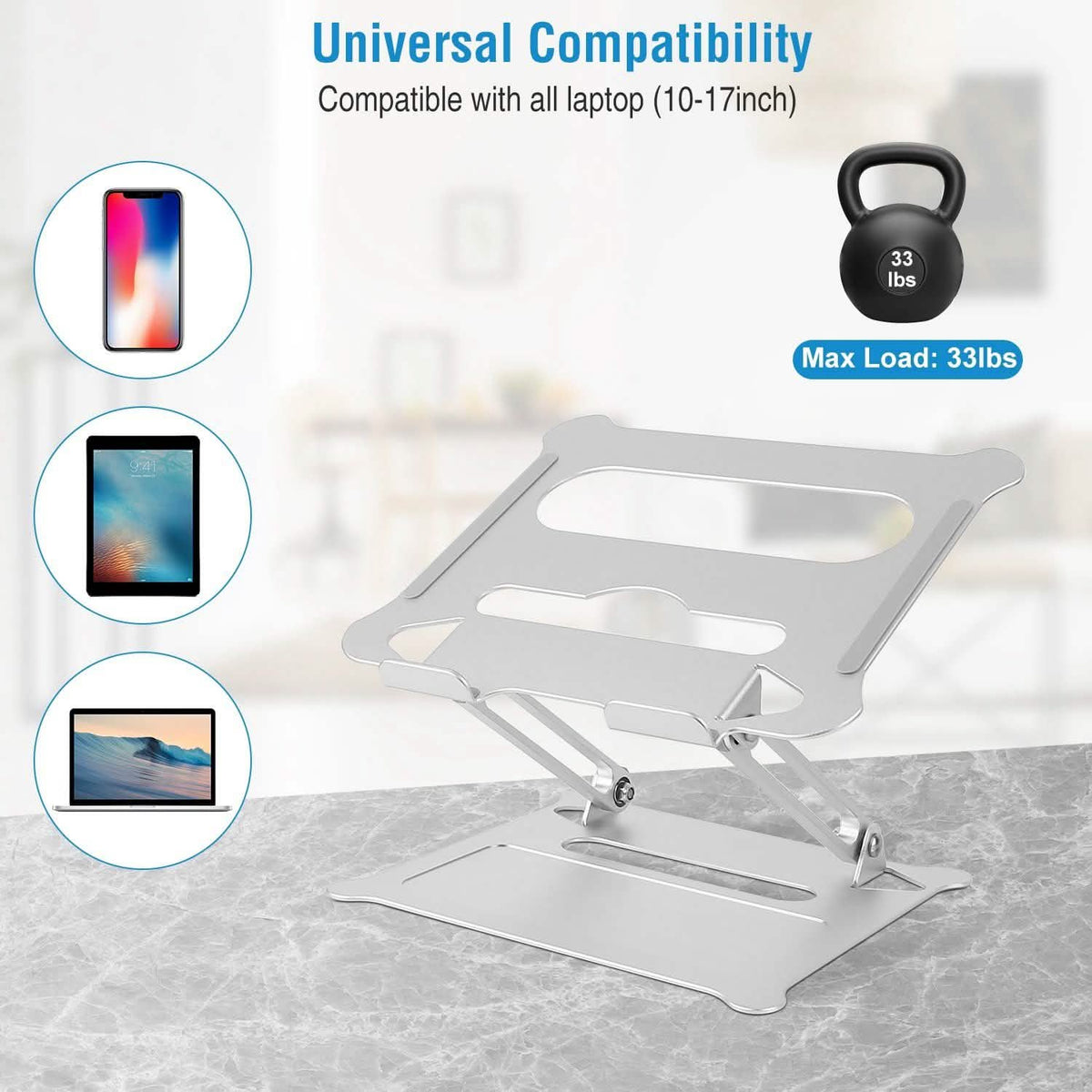 Laptop Stand Aluminum Angle Adjustable Computer Holder Riser Heat Vent