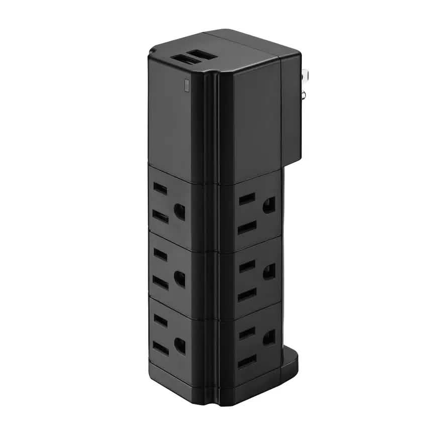 LAX Multi-Charging Tower Surge Protector 9 Outlet and 2 USB Ports