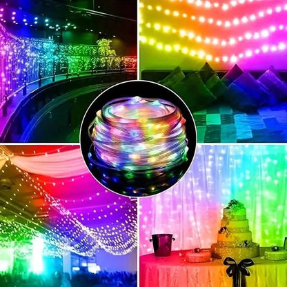 LED Rope Lights Outdoor, RGB Remote Control Fairy String Lights Plug In With 200 LEDs