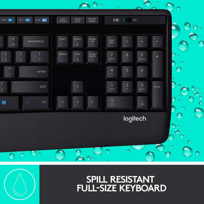 Logitech Wireless Combo Full-Sized Keyboard with Comfortable Right-Handed Mouse (Refurbished)
