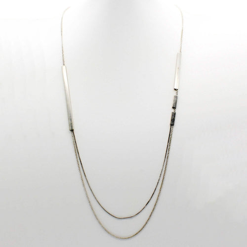 Multi-Layer Silver Bar Necklace