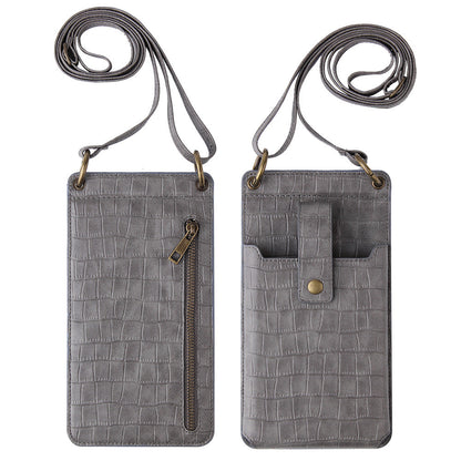 New Multi Function Messenger Vertical Retro Mini One-Shoulder Crocodile Pattern Coin Purse Mobile Phone Bag
