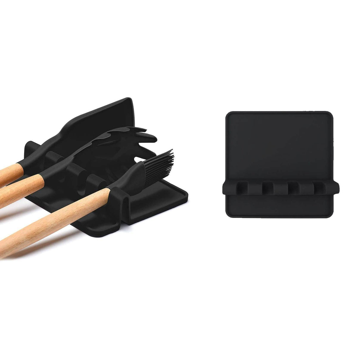 Non-Slip Heat Resistant Silicone Multiple Utensil Rest with Drip Pad