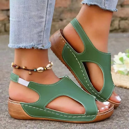 Peep Toe Cutout Wedge Sandals