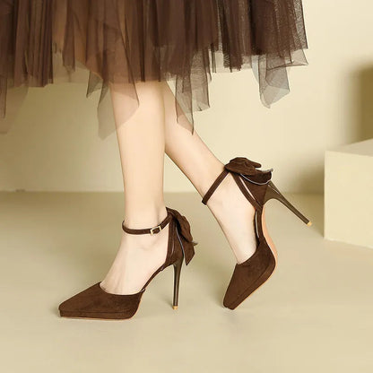 Platform Pointed Toe Ankle Strap Stiletto Pumps