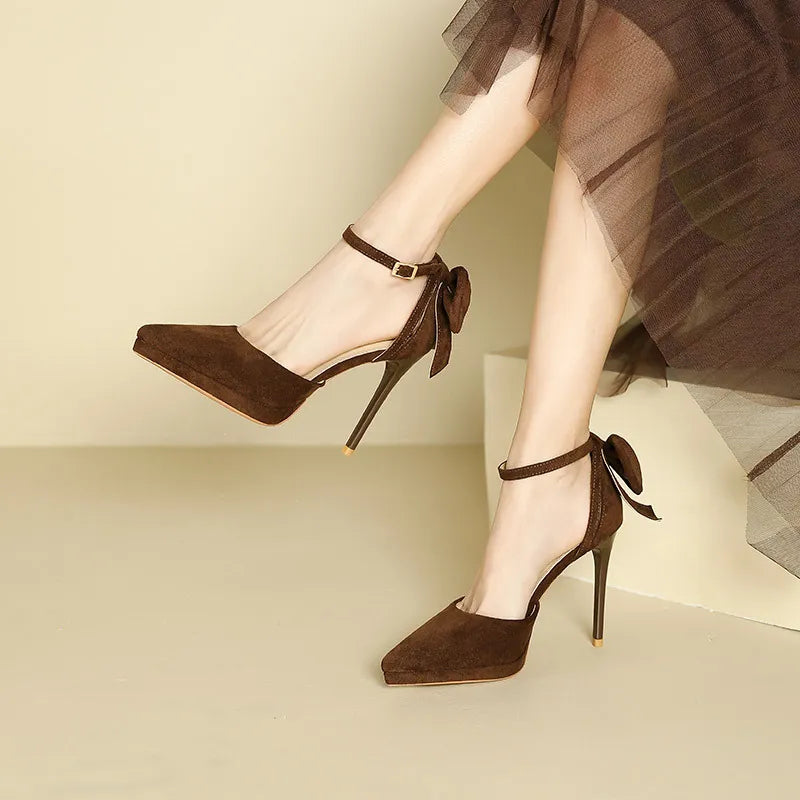 Platform Pointed Toe Ankle Strap Stiletto Pumps