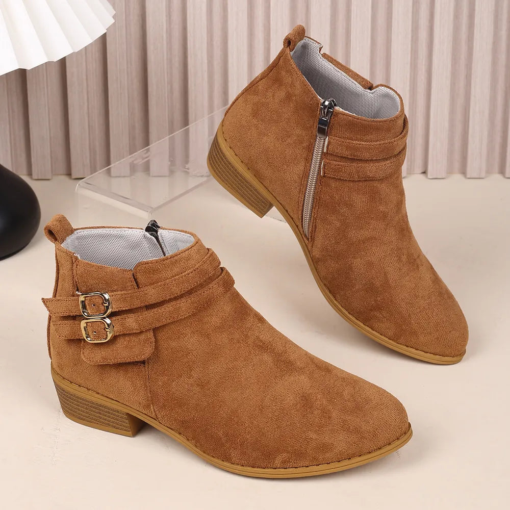 Point Toe Block Heel Boots