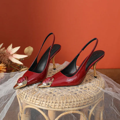 Point Toe Stiletto Slingback Pumps