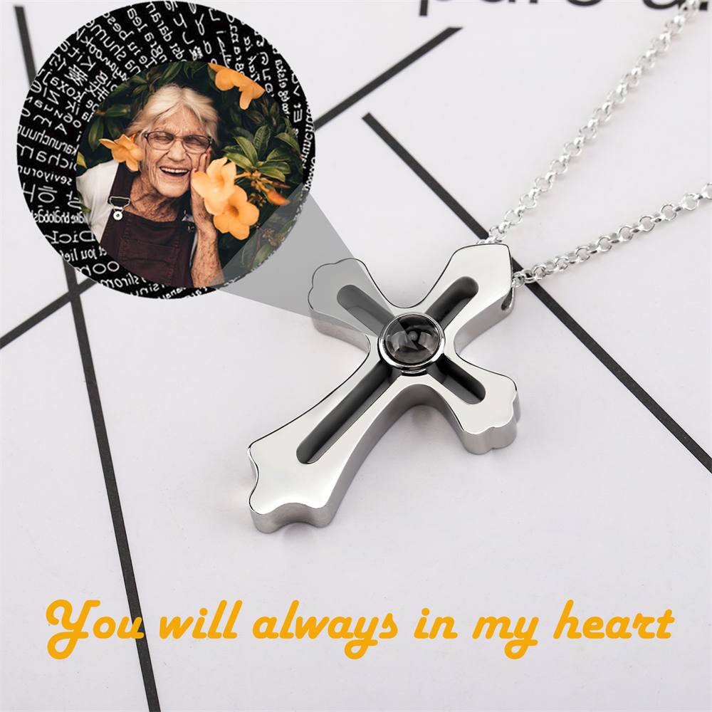 Personalized Custom Photo Name Cross Style Projection Necklace Pendant Necklaces