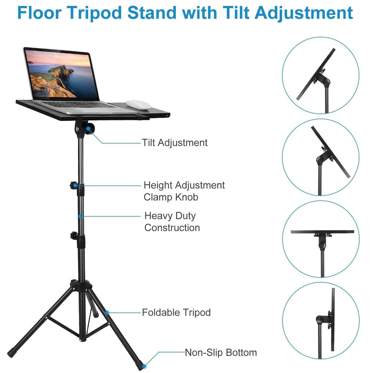 Projector Tripod Stand Folding with Height Tilt Adjustment