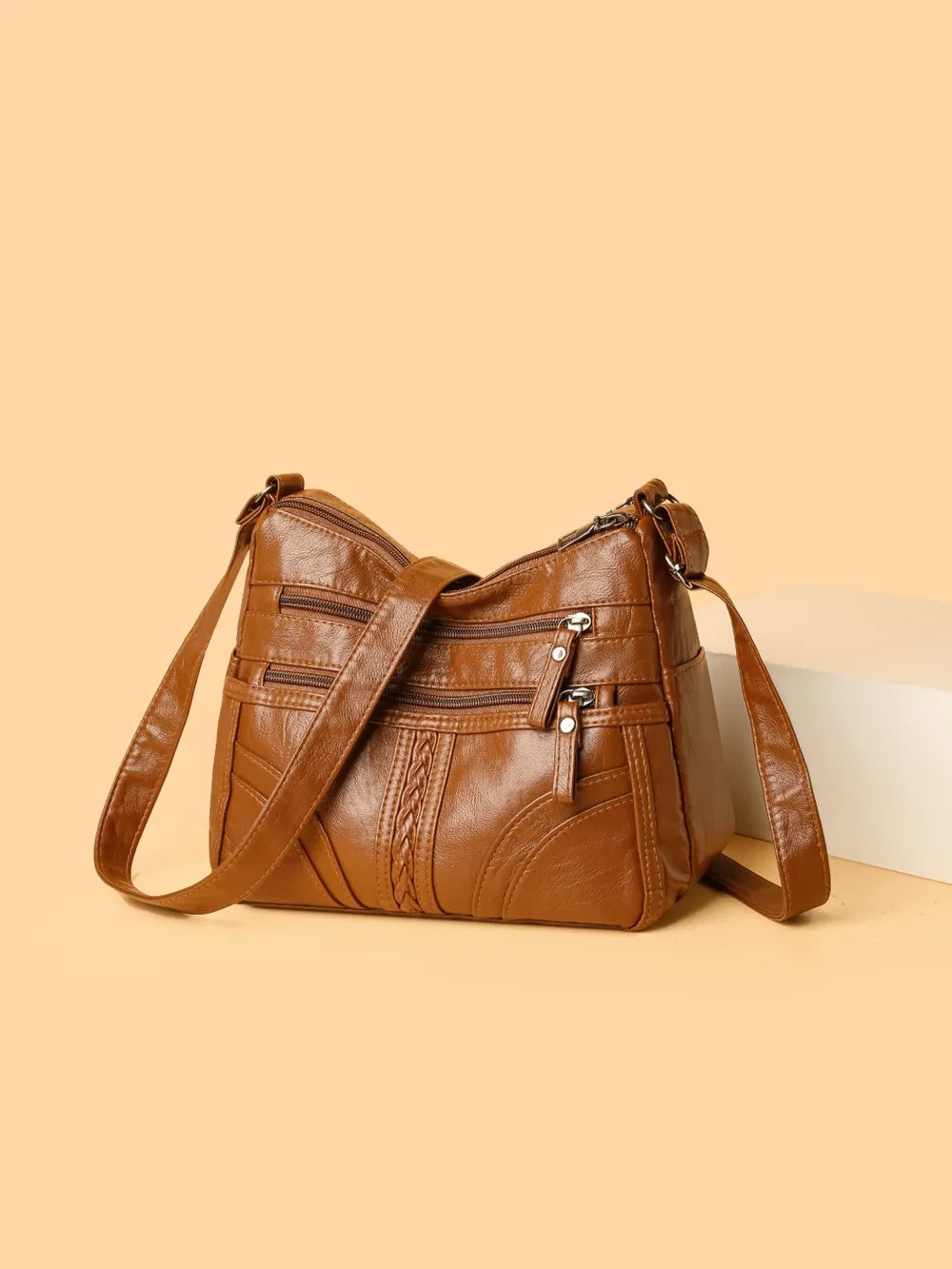 PU Leather Adjustable Strap Shoulder Bag