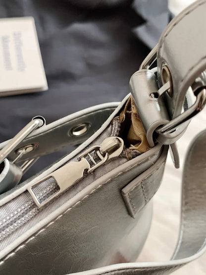 PU Leather Buckle Shoulder Bag